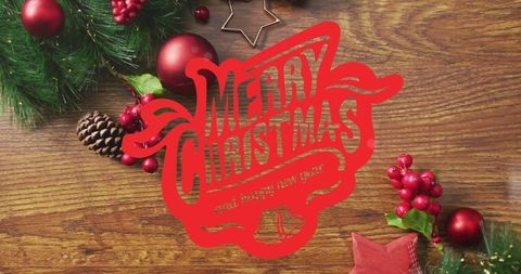 Rustic Merry Christmas Greetings with Decorations