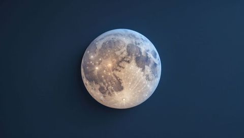 Glistening Moon Sphere in Dark Blue Cosmic Setting - Download Free Stock Images Pikwizard.com