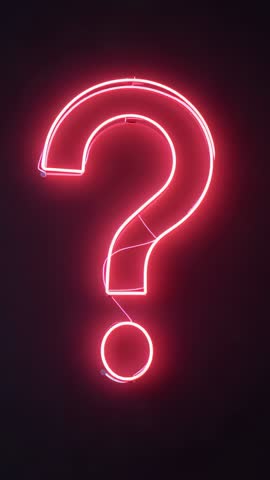 Pulsing pink neon question mark sign glowing on dark wall vertical video loop