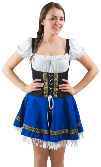 Transparent Oktoberfest Girl in Traditional Dress with Hands on Hips Smiling - Download Free Stock Videos Pikwizard.com