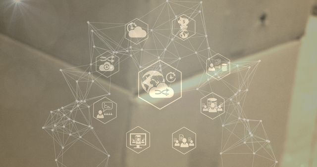 Abstract Network Connections with Technology Icons on Neutral Background - Download Free Stock Images Pikwizard.com