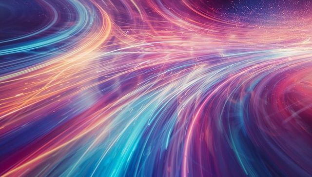 Vibrant Swirling Neon Light Trails in Futuristic Abstract Setting