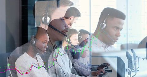 diverse call center team analyzing financial data at workstations - Download Free Stock Images Pikwizard.com