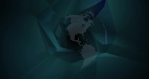 Futuristic Digital Globe with Abstract Geometric Shapes