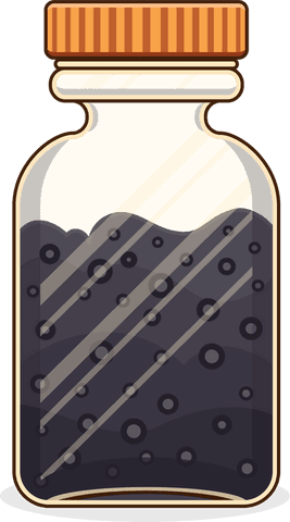 Transparent jar with black peppercorns illustration on white background