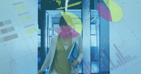 Data Processing Animation Over Smiling Businesswoman