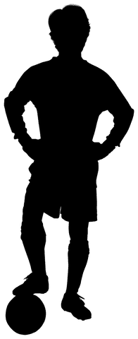 Silhouette of footballer on transparent background showcasing action