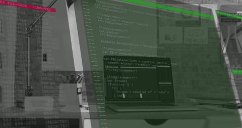 Code Overlay on Modern Office Workspace Symbolizing Technology - Download Free Stock Images Pikwizard.com