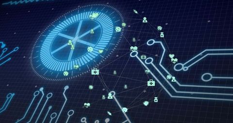 Futuristic Digital Network Interface with Medical and User Icons