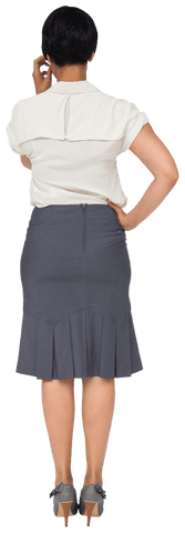 Transparent Full-Length Biracial Businesswoman Thinking