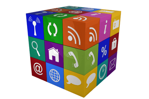 3d digital cube with network symbols on transparent background - Download Free Stock Videos Pikwizard.com