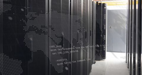 Data Processing Over World Map in Modern Server Room - Download Free Stock Images Pikwizard.com