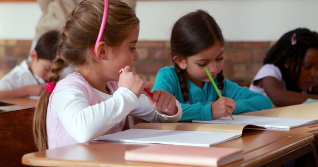 Young Students Writing in Classroom Setting - Download Free Stock Images Pikwizard.com