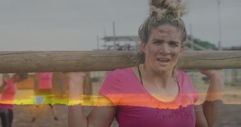 Diverse Women in Obstacle Course Carrying Wooden Bars at Sunset - Download Free Stock Images Pikwizard.com