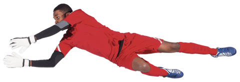 goalkeeper in red uniform making stunning transparent dive save - Download Free Stock Videos Pikwizard.com