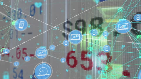 Digital Network Cryptocurrency and Stock Market Interface Animation