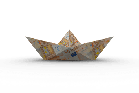 Transparent Paper Boat Made of Euro Cash Vector Illustration