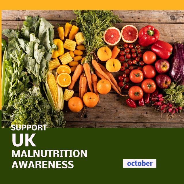 Colorful Vegetables with Malnutrition Awareness Message in UK - Download Free Stock Templates Pikwizard.com