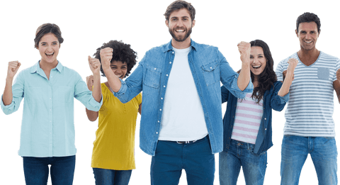 Transparent Diverse Team Celebrating Success Together