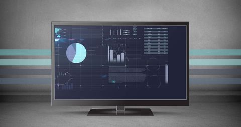 Modern Data Analytics Display on LCD Screen in Minimalist Room - Download Free Stock Images Pikwizard.com