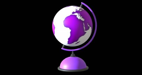 White and Purple Spinning Globe on Black Background