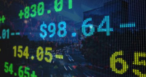 Digital Stock Market Ticker Over Cityscape Background - Download Free Stock Images Pikwizard.com
