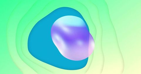 Vibrant Fluid Shapes with Green and Purple Gradients