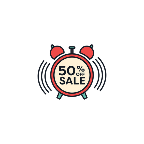 Transparent Clock Illustration with 50% Off Sale Text - Download Free Stock Videos Pikwizard.com
