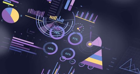 Abstract Infographic with Data Visualizations on Dark Background - Download Free Stock Images Pikwizard.com
