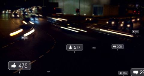 Blurred Traffic with Social Media Icons Overlay - Download Free Stock Images Pikwizard.com