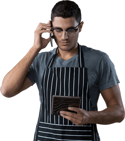 Transparent Busy Waiter on Phone with Tablet - Download Free Stock Videos Pikwizard.com