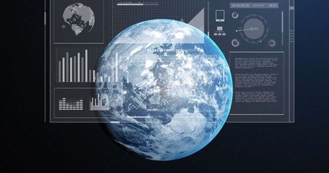 3D Earth Overlay with Digital Analytics Interface in Space