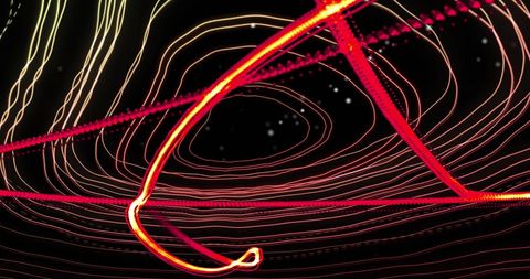 Dynamic light trails over contour lines with particles