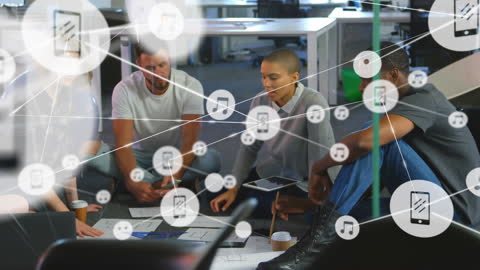 Innovative Team Collaborating on Digital Networking Project