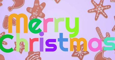 Colorful Merry Christmas Text with Gingerbread Cookies - Download Free Stock Images Pikwizard.com