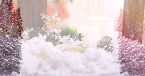 Cozy Winter Scene with Christmas Decorations and Pine Trees - Download Free Stock Images Pikwizard.com