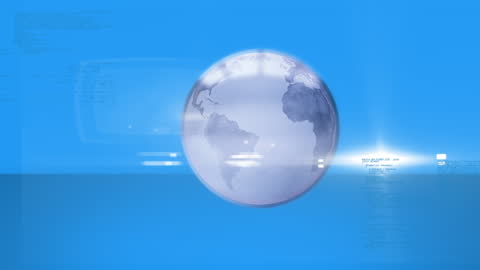 Futuristic Digital Globe with Glowing Interface Elements