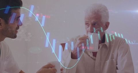 Colleagues Analyzing Market Trends with Chart Overlay