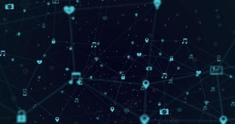Digital icons floating in livestyle web connection network