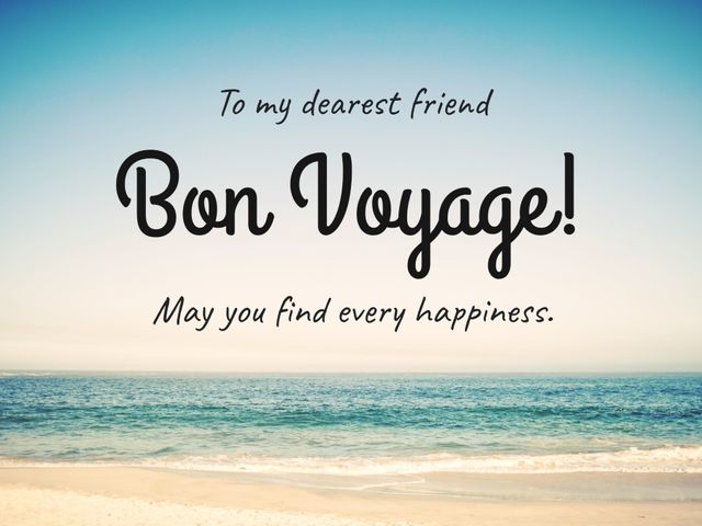 Bon Voyage Greeting Card with Serene Beach Scene - Download Free Stock Templates Pikwizard.com