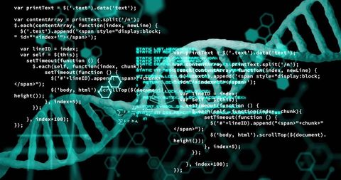 DNA Strand with Scientific Data and Code Overlay - Download Free Stock Images Pikwizard.com