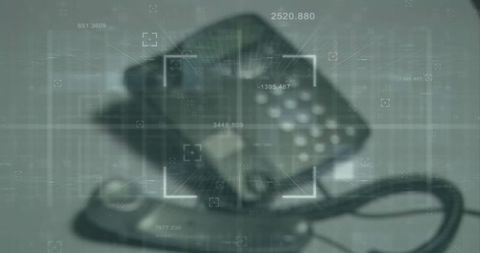 Futuristic Digital Interface Over Old Telephone Device