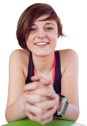 Happy Sporty Woman Relaxing Transparent Background