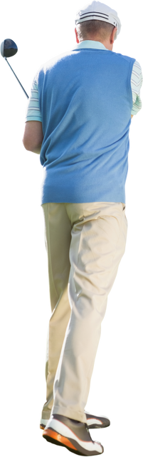 Back View of Caucasian Male Golf Player on Transparent Background, Sporting Competitions - Download Free Stock Videos Pikwizard.com