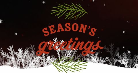 Festive Season's Greetings with Snowflakes and Pine Decoration