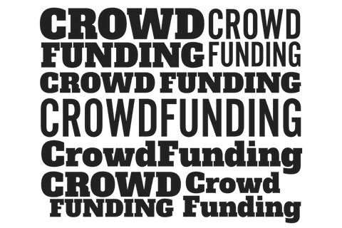 Creative crowdfunding text design on transparent background