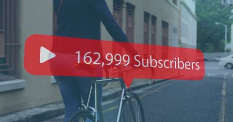 Social Media Milestone Notification with Cyclist in Urban Setting - Download Free Stock Images Pikwizard.com