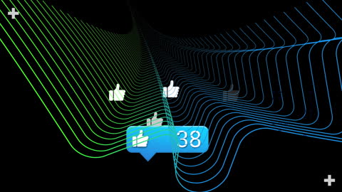 Digital Interface Animation with Data and Interaction Icons