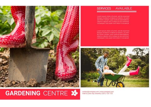 gardening center advertisement with red boots and shovel - Download Free Stock Templates Pikwizard.com