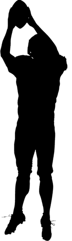 Football player celebrating victory with arms raised transparent background